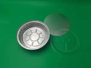 Kotak wadah katering kemasan aluminium bulat, nampan foil aluminium 7 8 9 inci food grade dengan tutup