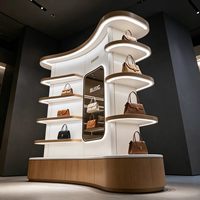 Étagère murale de luxe pour sacs à main et chaussures pour femmes avec éclairage LED, design personnalisable pour boutique de cadeaux