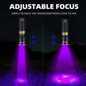 Linterna UV Zoom 395/365nm, Recargable por USB, Aleación de Aluminio, Luz Ultravioleta para Curar Minerales, Dinero, Orina de Mascotas, <span class=keywords><strong>Tiña</strong></span>, Marcador de Escorpiones - Product Image 2