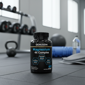 Cápsulas de <span class=keywords><strong>Magnesio</strong></span> Glicinato Vegano OEM, 4 Formas Queladas Premium: Glicinato, <span class=keywords><strong>Taurato</strong></span>, Orotato, Malato, Cápsulas de <span class=keywords><strong>Magnesio</strong></span> 4X Complex - Product Image 1