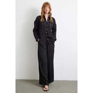 Chemise en organza rayée noire pour femme, décontractée, transparente, à porter au quotidien - Product Image 5