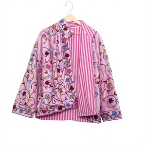 เสื้อแจ็คเก็ตผ้ากำมะหยี่ปักลายซูซานีสำหรับผู้หญิง แบบลำลอง สั้น ลายดอกไม้ สไตล์โบโฮ แฟชั่นสตรีท ผ้าฝ้าย 100% ระบายอากาศได้ดี - Product Image 1