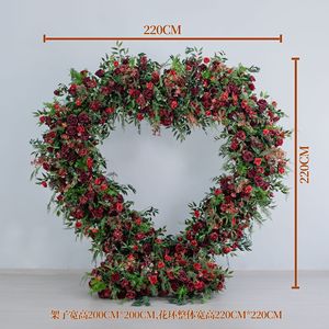 Arco Floral de Boda en Forma de Corazón Rojo de Lujo con Arreglo de Flores Artificiales de Seda para Decoración de Eventos Románticos y Fiestas de Compromiso - Product Image 2