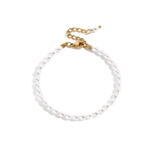 Pulsera de Perlas de Imitación EManco <span class=keywords><strong>Fashion</strong></span>, Perla Ovalada, Acero Inoxidable, Regalos Clásicos para Mujer, Directo de Fábrica - Product Image 5