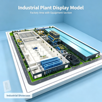 Maquette de section d'usine industrielle moderne en plastique ABS blanc, avec équipements bleus, unités jaunes, tuyauterie jaune et réservoirs d'eau