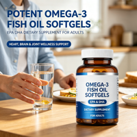 Gélules d'huile de poisson oméga-3 avec vitamine D3, formule complexe EPA DHA, naturel, faible en gras, complément alimentaire quotidien pour adultes