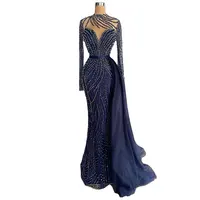 Serene Hill — robe de soirée de forme sirène, tenue de soirée, bleu marine, manches longues, pierreries, LA71359, nouvelle tendance 2022