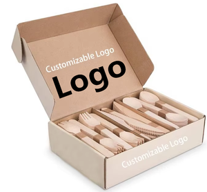 Juego de Cubiertos Desechables de Madera, Utensilios Compostables, Juego de Cuchillos, Tenedores y Cucharas para Bodas, Fiestas y Campamentos - Product Image 2