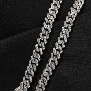 Corrente Cubana Hip Hop de <span class=keywords><strong>6mm</strong></span>, Bracelete e Colar Cubano Iced Out com Fecho Box para Mulheres e Homens - Product Image 5