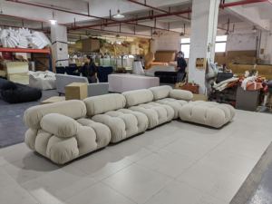 クリームサビワビデザインイタリアのミニマリスト生地モジュラー断面ソファ取り外し可能3 + 2 + 1人大きなヴィラアパートホテルソファ - Product Image 5