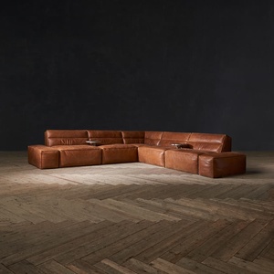 FERLY Divano Componibile di Lusso in Vera Pelle, Seduta Regolabile per <span class=keywords><strong>Soggiorno</strong></span>, Arredamento <span class=keywords><strong>Contemporaneo</strong></span> per Interni - Product Image 2