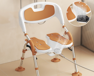 Chaise de douche et tabouret de bain en acier inoxydable avec siège rembourré et trous, design antidérapant pour personnes âgées - Product Image 2