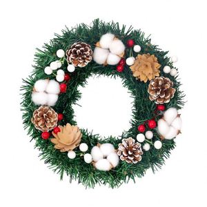 Guirlande de Noël, Décoration de Noël 30/40cm, Anneau de vigne de Noël, Décoration artificielle en coton et pommes de pin à suspendre à la porte - Product Image 1
