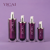 Pot cosmétique carré personnalisé de luxe en acrylique avec logo imprimé en couleur, emballage en forme de bouteille plate