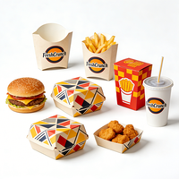 Caja de Papel Resistente a la Grasa para Papas Fritas, Contenedor Desechable a Prueba de Fugas para Comida Rápida para Llevar, Venta al Por Mayor