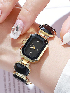 Montre de luxe en or blanc pour femmes, style hip-hop, bracelet en cuir avec cadran dynamique en diamants colorés et certificat inclus - Product Image 2