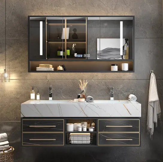 Factory Directly Sell modern furniture bathroom cabinet with washing basin
