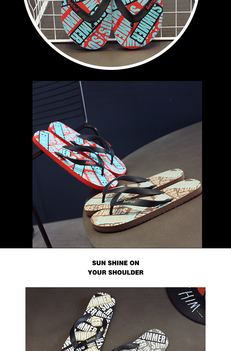 Summer Flip Flops Slippers Rubber PVC Casual Beach Shoes Printing Men Filpflops