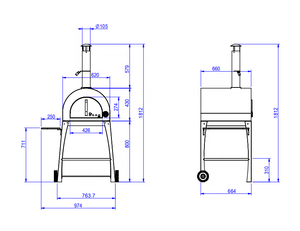 Chimenea larga negra <span class=keywords><strong>Gozney</strong></span> Dome Horno de pizza de madera con parrilla de carbón - Product Image 5