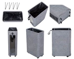 Slim <b>Laundry</b> Hamper Large Tall <b>Laundry</b> <b>Basket</b> on Wheels Clear Window Visible Dirty Clothes Hamper <b>Thin</b> Clothes Storage <b>Basket</b> - Product Image 4