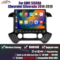 AUCAR Autoradio Android 13 pouces avec GPS, navigation, lecteur multimédia pour GMC Sierra Chevrolet Silverado 2014-2019