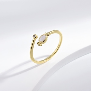 Bague ajustable en argent sterling 925 plaqué or 14 carats avec zircon, motif lapin mignon, pour usage quotidien, en forme de coquillage animalier - Product Image 4