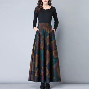 Custom <strong>Wool</strong> Tartan Plaid Half <strong>Skirt</strong> High Quality Winter Women's Large Size Casual Swing Long <strong>Skirt</strong> With Printed Decoration - Product Image 3