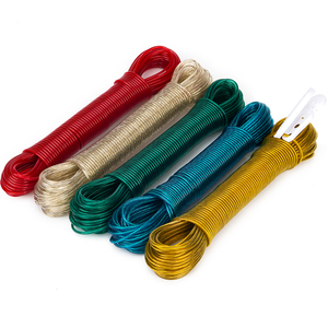 Plastic Coating Red Pvc Clothes Windproof Travel Outdoor Folding Retractable PVC Coated Steel Wire <strong>Clothesline</strong> <strong>Rope</strong> - Product Image 1