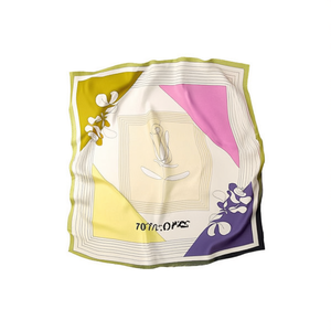 Petit foulard carré à motif de tulipes 70x70cm 38g en mélange de soie, accessoire de mode pour femmes - Product Image 3