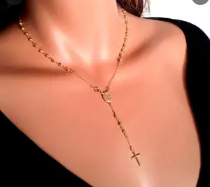 BMZ 2022 Stainless Kualitas Baik Religius Perak dan Emas 3Mm Kalung Rosario