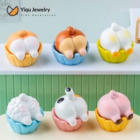 Accessoires de bijoux DIY créatifs et mignons en forme de petit animal (fesses de Corgi), technique d'huile coulante, emballage en sachet surprise pour voiture
