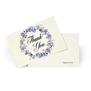 Custom 6 Design Of Assorted Flower Printed Paper Greeting Card Business Thank You Cards With Envelopes And Box