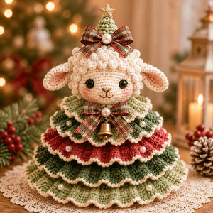 Crochet Animal Christmas Tree <b>DIY</b> <b>Kit</b> Yarn Knitted Highland Cow Reindeer Fox Owl Cat Dachshund Holiday Ornament Handmade Gift - Product Image 4