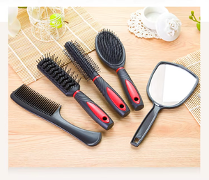 5-in-1 Hair Brush and <strong>Comb</strong> <strong>Set</strong> <strong>with</strong> <strong>Mirror</strong>, Detangling, Styling &amp; Round Brush Kit for Women Girls Home or Salon Use - Product Image 1