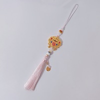 Pendentif de sac en polyester style chinois, ornement à pompon et breloque de paix, pour voiture, en émail cloisonné, tendance nationale, nouveau style