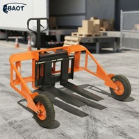 Chariot à palettes tout-terrain 1250 kg, pneus larges, fourches hydrauliques réglables, jambes à écartement pour intérieur/extérieur