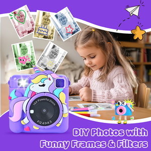 Cámara para Niños con Zoom Óptico <10x, Baja Iluminación, Impresora Instantánea HD Mini, Regalo de Cumpleaños para Niños con Carcasa y Tarjeta de 32GB - Product Image 4