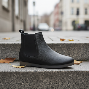 <strong>Women</strong> Genuine Leather Chelsea <strong>Boots</strong> <strong>Burgundy</strong> Flat Ankle <strong>Boots</strong> Casual Comfort Chinese Shoe Factory - Product Image 2