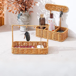 Portachiavi collana portaoggetti portagioie appesa a parete porta della cucina posteriore dormitorio balcone decorativo cesto di fiori in Rattan Iike