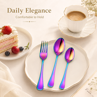 Cuillère, fourchette et couteau en acier inoxydable arc-en-ciel pour hôtel, restaurant, mariage, couverts individuels