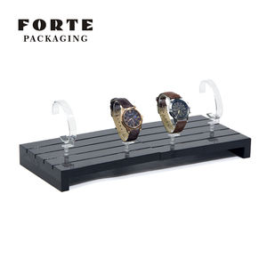 FORTE PACKAGING Soporte de reloj de madera de piano negro Soporte de reloj de lujo personalizado Soporte transparente Soporte de reloj Soporte de exhibición - Product Image 5