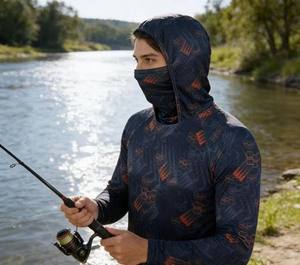 Sudadera con Capucha Personalizable para Pesca, Protección Solar, Estampado Geométrico, Ventilación de Malla, Cobertura Facial Completa, UPF35+, Ropa de Pesca de Alto Rendimiento para Exteriores - Product Image 4