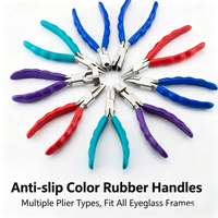 Pince de réglage de lunettes à poignée en caoutchouc multicolore, outils de réparation de montures de lunettes en acier inoxydable, vente en gros pour magasins d'optique