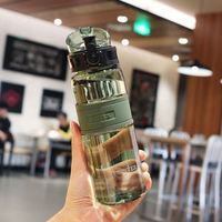 Botella de Agua Transparente Personalizable de Plástico PC Ecológico de 500ml con Tapa con Filtro Graduado y Pajita para Deportes al Aire Libre, Adultos, Resistente al Calor