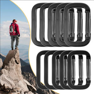 Black Square Aluminum <b>Carabiner</b> Hook 50kg Load Capacity For Backpack Water Bottle Keychain Accessory - Product Image 4