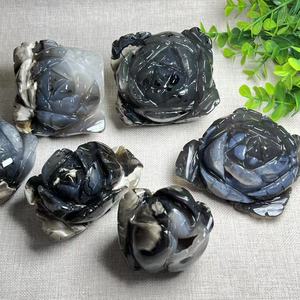 Flor de ágata volcánica Natural artesanal excelente luz UV efecto fluorescente energía curación cristal decoración cristal decoraciones - Product Image 3