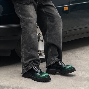 Scarpe da uomo eleganti in pelle verniciata verde con suola spessa, taglia più <span class=keywords><strong>grande</strong></span>, comode per matrimoni e occasioni formali. - Product Image 5