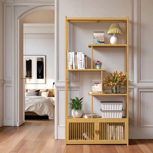 Freestanding industrial bamboo indoor four-tier bookshelf/storage rack for living room and <b>bedroom</b> - Product Image 4