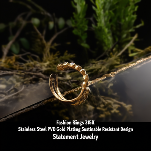 Fashion <b>Rings</b> 316L Stainless Steel PVD Gold Plating Sustainable Resistant Design Statement Jewelry - Product Image 3