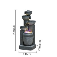 Décoration de bureau à domicile : Fontaine d'eau en résine à 3 niveaux, cascade moderne d'intérieur, élément aquatique au sol avec pompe pour jardin